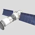 Advanced Satellite Communication Equipment With Deployable Solar Panels And High Gain Antenna