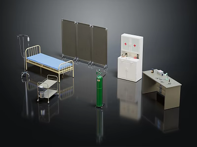 Modern Hospital Bed Oxygen Cylinder Emergency Bottle Hospital Equipment Hospital Facilities 3d model
