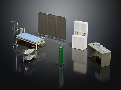 Modern Hospital Bed Oxygen Cylinder Emergency Bottle Hospital Equipment Hospital Facilities 3d model