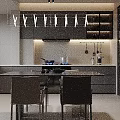 Modern Minimalist Open Plan Dining And Kitchen Interior Design With Sleek Cabinets And Dining Chairs