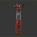 Red and White Steel Frame Communication Tower with Top Platform and Railings