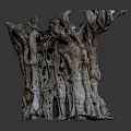 Natural Weathered Tree Stump With Rough Wooden Texture And Natural Shape On Dark Background