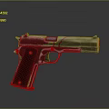 Classic Metal Pistol with Black Grip and Detailed Design on Dark Background