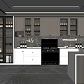 Modern Green And White Kitchen Interior With Island Counter And Appliances