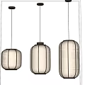 Modern Three Pendant Lights With Warm Toned Cylindrical Shades And Metal Frames