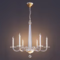 Elegant Transparent Glass Chandelier With Multiple Candle Shaped Arms And Metal Chain