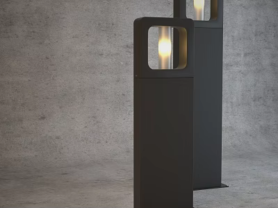 Black Column Outdoor Lights with Modern Design Illuminated for Garden Patio 3d model