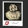 Stylish Game Movie Character Diana Featuring Skeleton Face Pearl Necklace And Feather Decor
