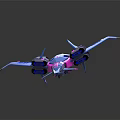 Futuristic Passenger Aircraft With Blue Pink Color Scheme Sleek Design And Large Engines
