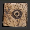 Decorative Cube Shaped Household Ornament With Circular Holes And Beige Brown Texture