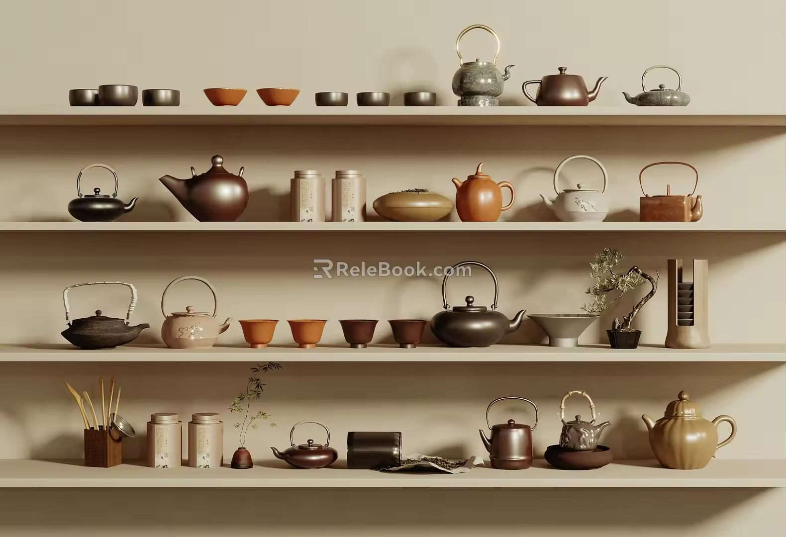 New Chinese Tea Set 3d model