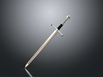 Medieval Sword With Metal Blade Black Handle And Cross Guard Design 3d model