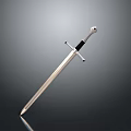 Medieval Sword With Metal Blade Black Handle And Cross Guard Design