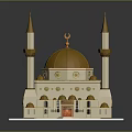 Ancient Islamic Architectural Masterpiece With Golden Dome Minarets And Intricate Decorative Elements