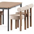 Modern Wooden Dining Table Set With Upholstered Chairs Padded Seats And Armrests