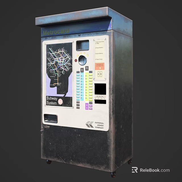 Public Facility Metrocard Vending Machine With Interactive Map And Ticket Interface 3d model 