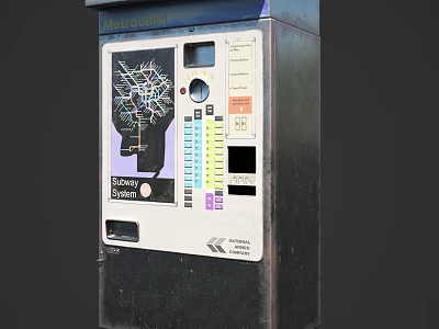 Public Facility Metrocard Vending Machine With Interactive Map And Ticket Interface 3d model