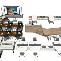 Modern Office Desk Designs With Workstations Ergonomic Chairs And Tech Setups 3d model