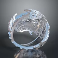 Silver Mechanical Ring With Intricate Gear And Hollow Design Elements 3d model