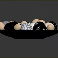 Decorated Easter Eggs With Happy Easter Message Polka Dots And Gold Accents On Plate