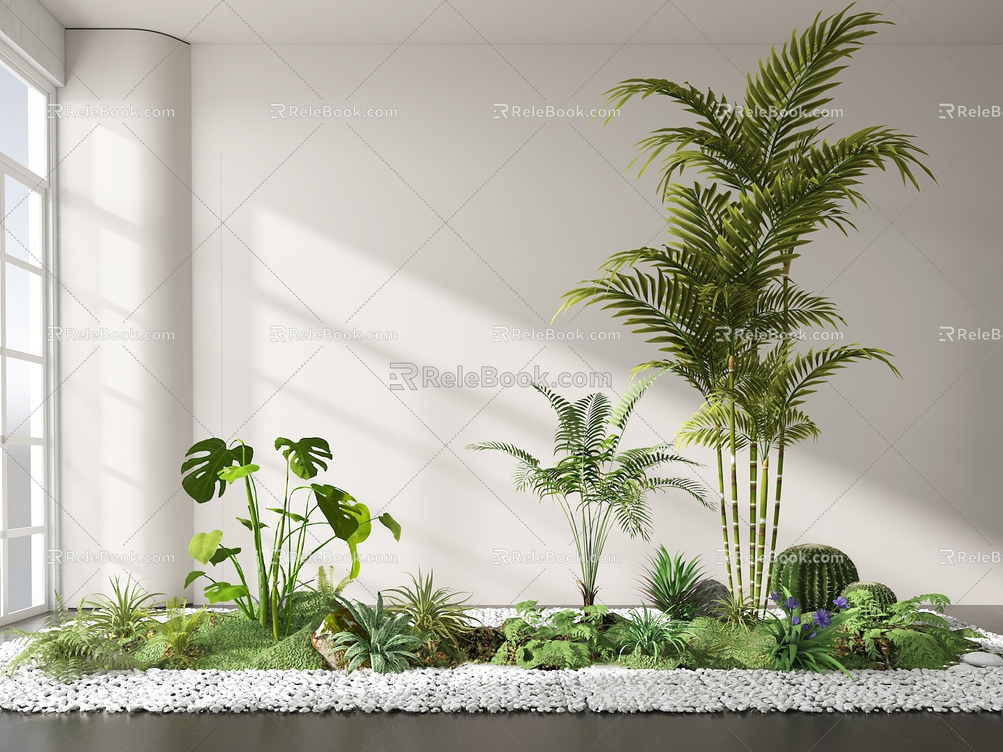 green plant potted plant landscaping indoor landscaping green plant flower box flowers and plants 3d model