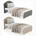 Modern Minimalist Single Bed With Upholstered Headboard And Soft Linens
