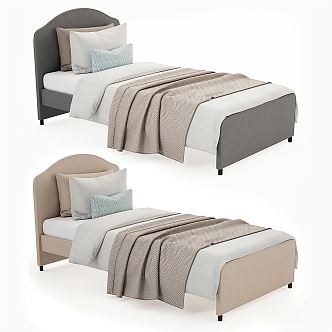 Modern Single Bed Fabric Single Bed 3d model