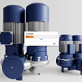 Industrial Equipment Blue Silver Cylindrical Pumps With Connected Components And Various Sizes