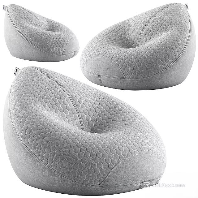 Comfortable Gray Lounge Chair With Honeycomb Texture And Soft Rounded Design 3d model 