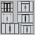 Modern Double Panel Glass Door Designs With Black Frame And Various Styles 3d model