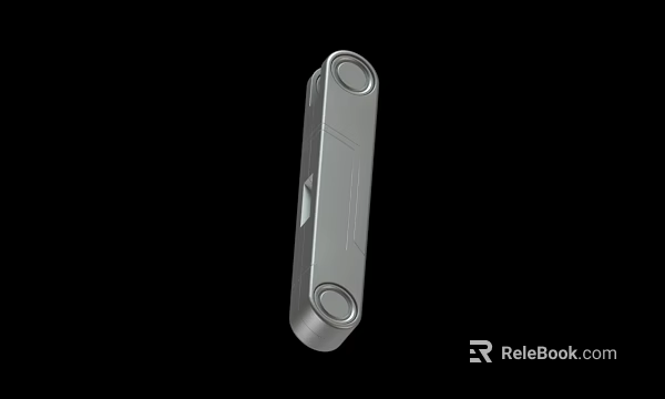 Silver Metal Hinge With Cylindrical Ends And Rectangular Body Design 3d model 