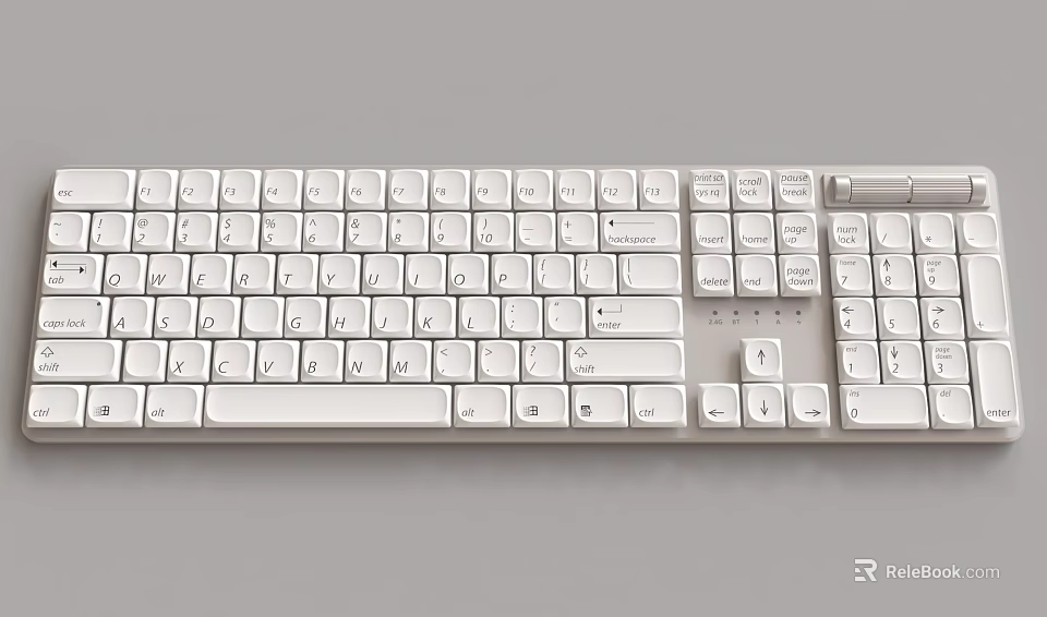 White Computer Keyboard With Standard Key Layout And Numeric Keypad 3d model 
