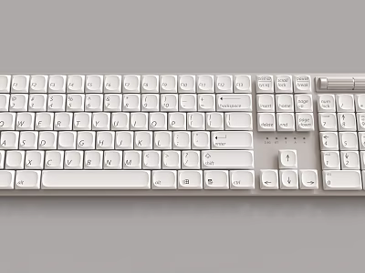 White Computer Keyboard With Standard Key Layout And Numeric Keypad 3d model