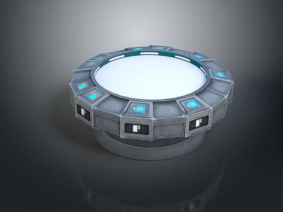 Space Circular Control Panel Featuring Blue Components And White Central Hub 3d model