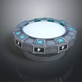 Space Circular Control Panel Featuring Blue Components And White Central Hub 3d model