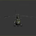 Realistic Military Helicopter Model With Camouflage Paint And Twin Rotors Structure