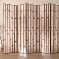 Wooden Folding Room Divider with Geometric Arrow Patterns for Modern Interior Decoration