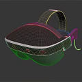 Modern VR Glasses With Black And Pink Design Transparent Lenses And Head Strap