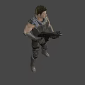 Man in Futuristic Tactical Armor Holding Large Sci Fi Rifle With Glowing Barrel