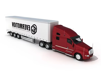 Red Semi Truck With White Trailer Featuring MOTORAVE Logo Design 3d model