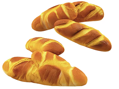 Delicious Golden Braided Bread Loaves With Crusty Surface And Fresh Texture 3d model