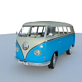 Vintage Blue and White Volkswagen Classic Van with Retro Exterior Design