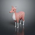 Pink Spotted Deer Figurine With White Belly And Legs Standing On Shiny Surface