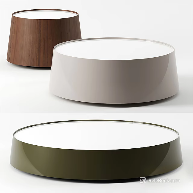 Modern Round Coffee Table With Smooth Surface And Different Color Finishes 3d model