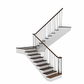 Sleek Modern Staircase Interior Design With Wooden Steps And Metal Railings