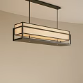 Modern Rectangular Pendant Light With Black Frame And Warm Glow For Interior 3d model