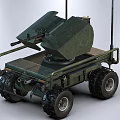 BRUEL1 Unmanned Green Weapon Platform With Multi Wheeled Design And Mounted Gun