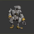 Mechanical Robot Character With Silver Yellow Joint Components And Detailed Structure