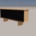 Modern Wooden Entryway Side Cabinet With Black Doors And Support Legs Design