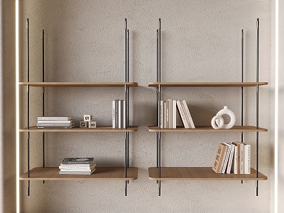 Nordic Bookshelf Storage Rack Iron Metal Bookshelf Wall-mounted Bookshelf Books Solid Wood Shelf Board model